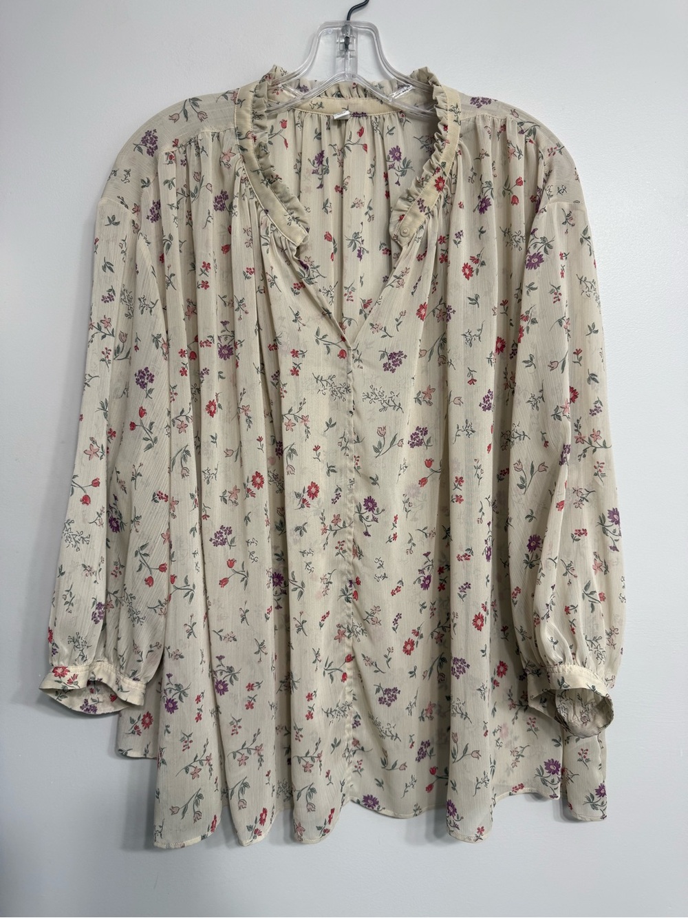 Floral Ruffle Neck Blouse - Picture 2 of 8